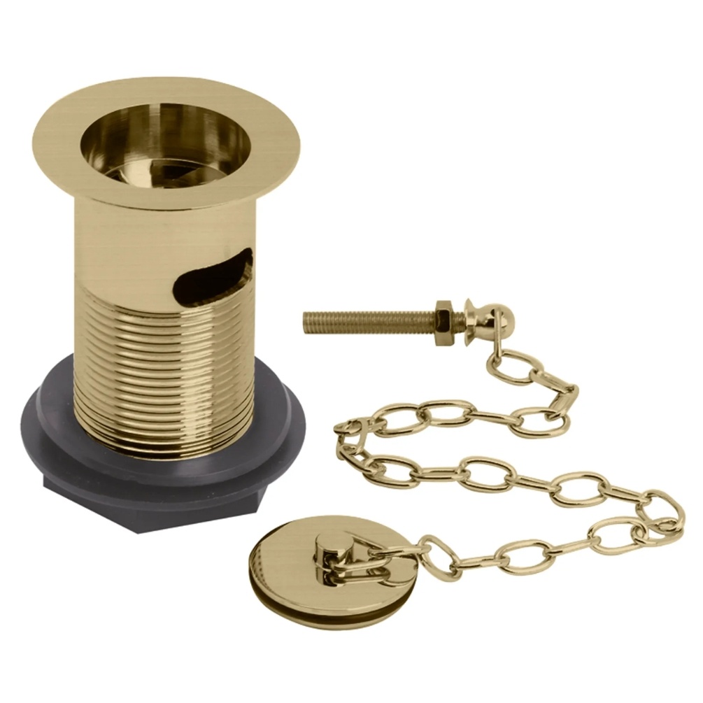 BC Designs Brushed Gold Plug and Chain Basin Waste Cut Out